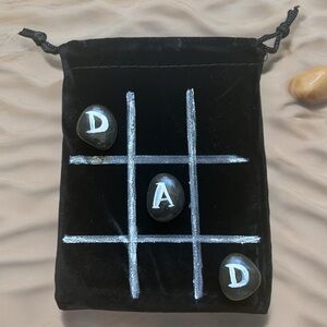 DAD Tick tack toe Game Painted Rock, Great Father Day Gift Set, Travel Game